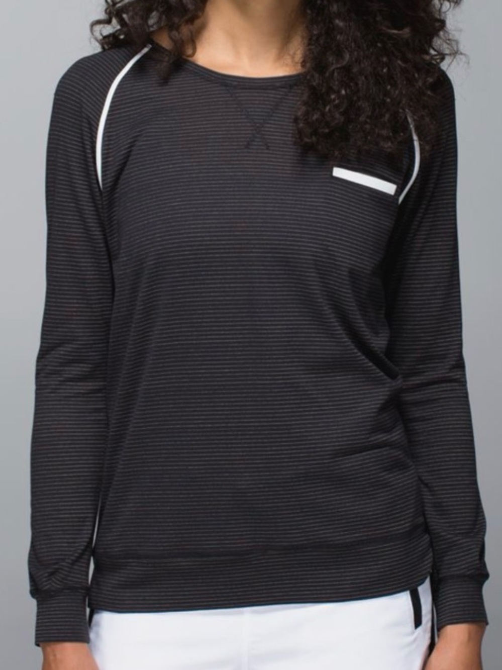 lululemon athletica Black Long-Sleeve Top with White Trim